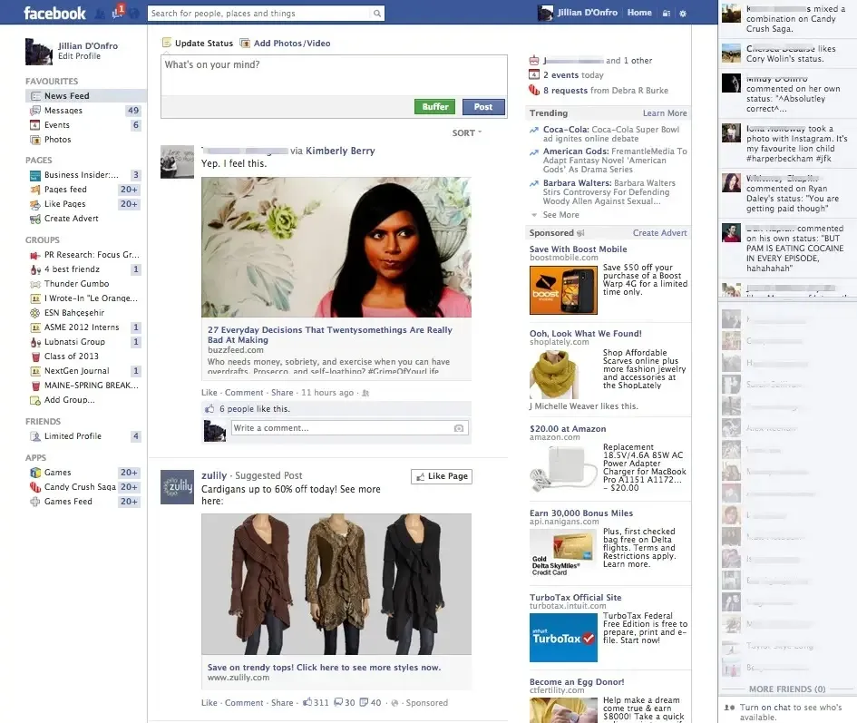 Facebook en el 2012